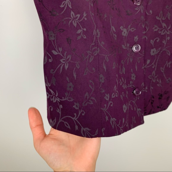 Vintage 80s 90s Deep Purple Floral Jacquard Suit Vest Casual Corner - Picture 13 of 14